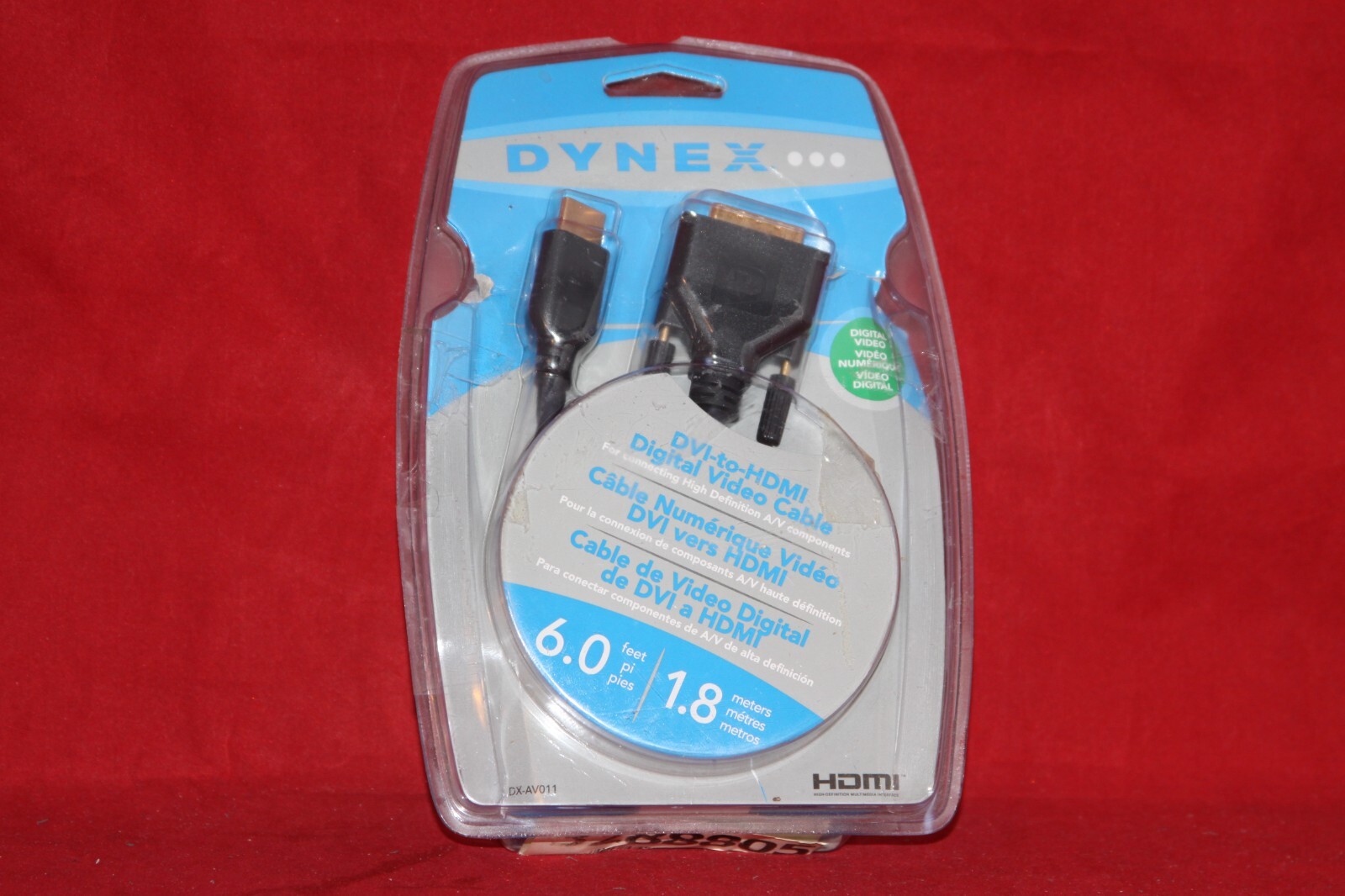 6 Feet (1.8m) Digital Video Cable, DVI-D to HDMI, Dynex DX-AV011