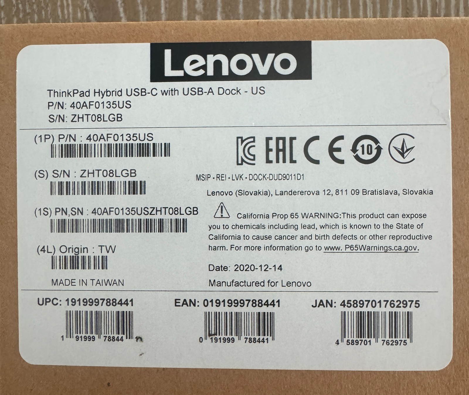 Lenovo ThinkPad Hybrid USB-C with USB-A Dock US (40AF0135US)