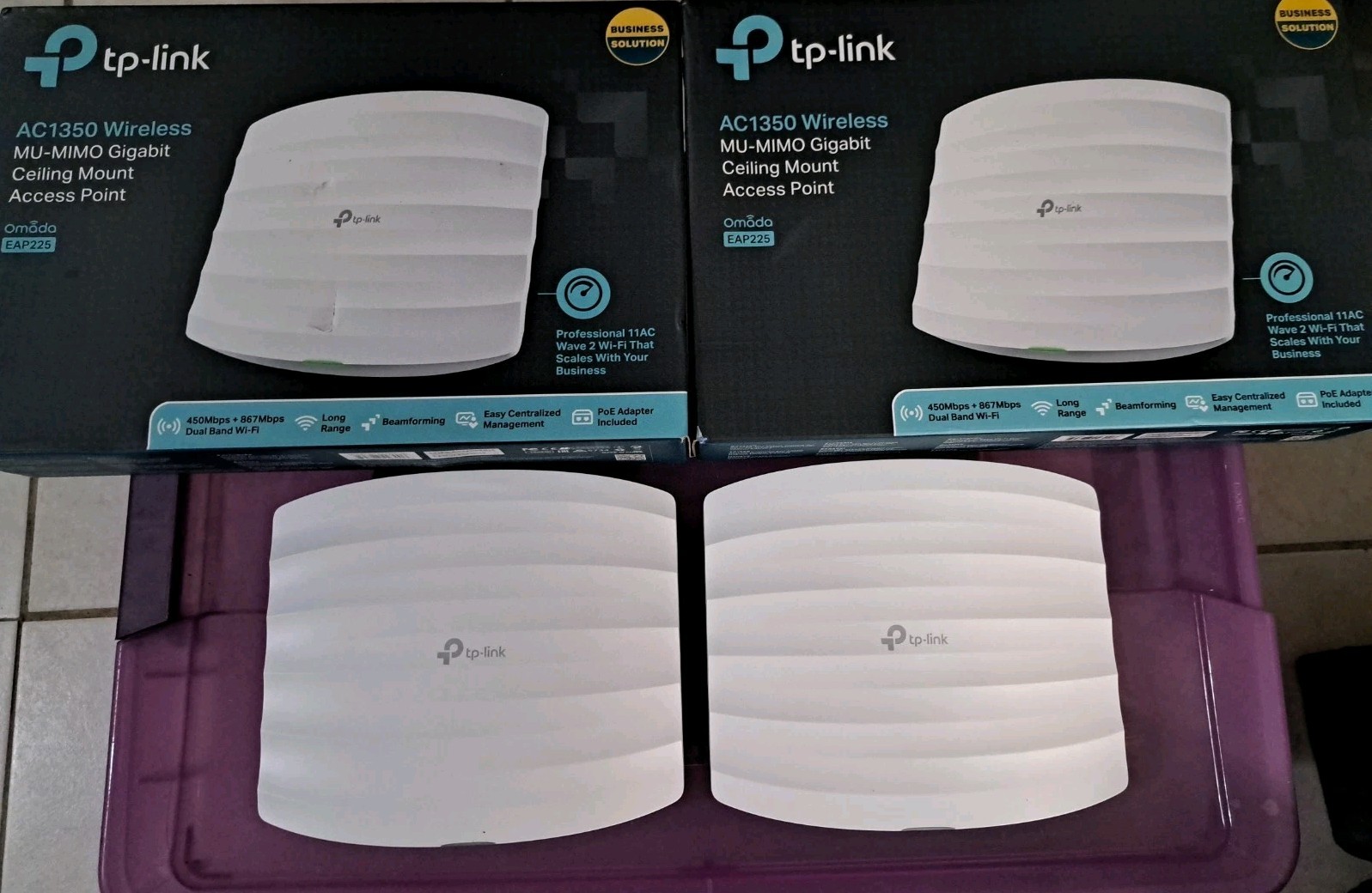 Lot 2 TP-Link Omada EAP225 AC1350 Dual Band Gigabit Wireless Access Points ONLY
