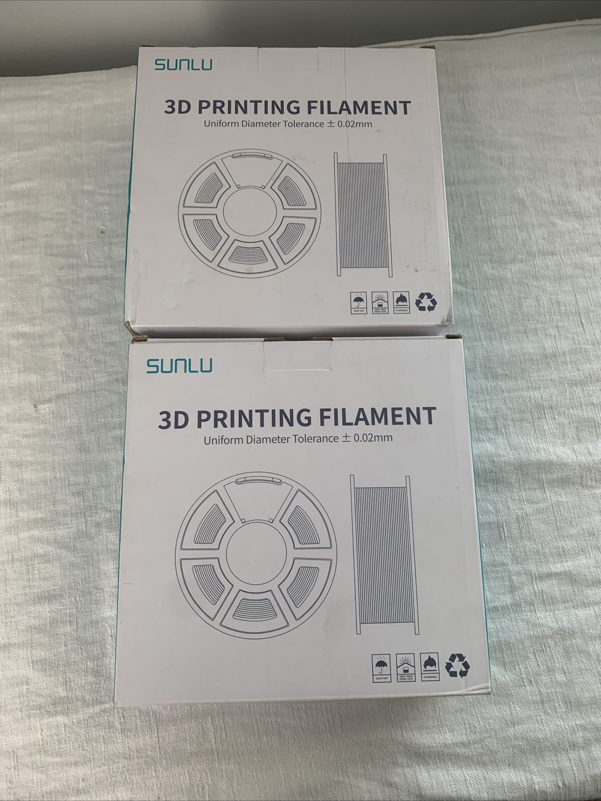 2pack Sunlu 3D Printer PLA Filament 1.75mm 1KG Black Color New Sealed In Box