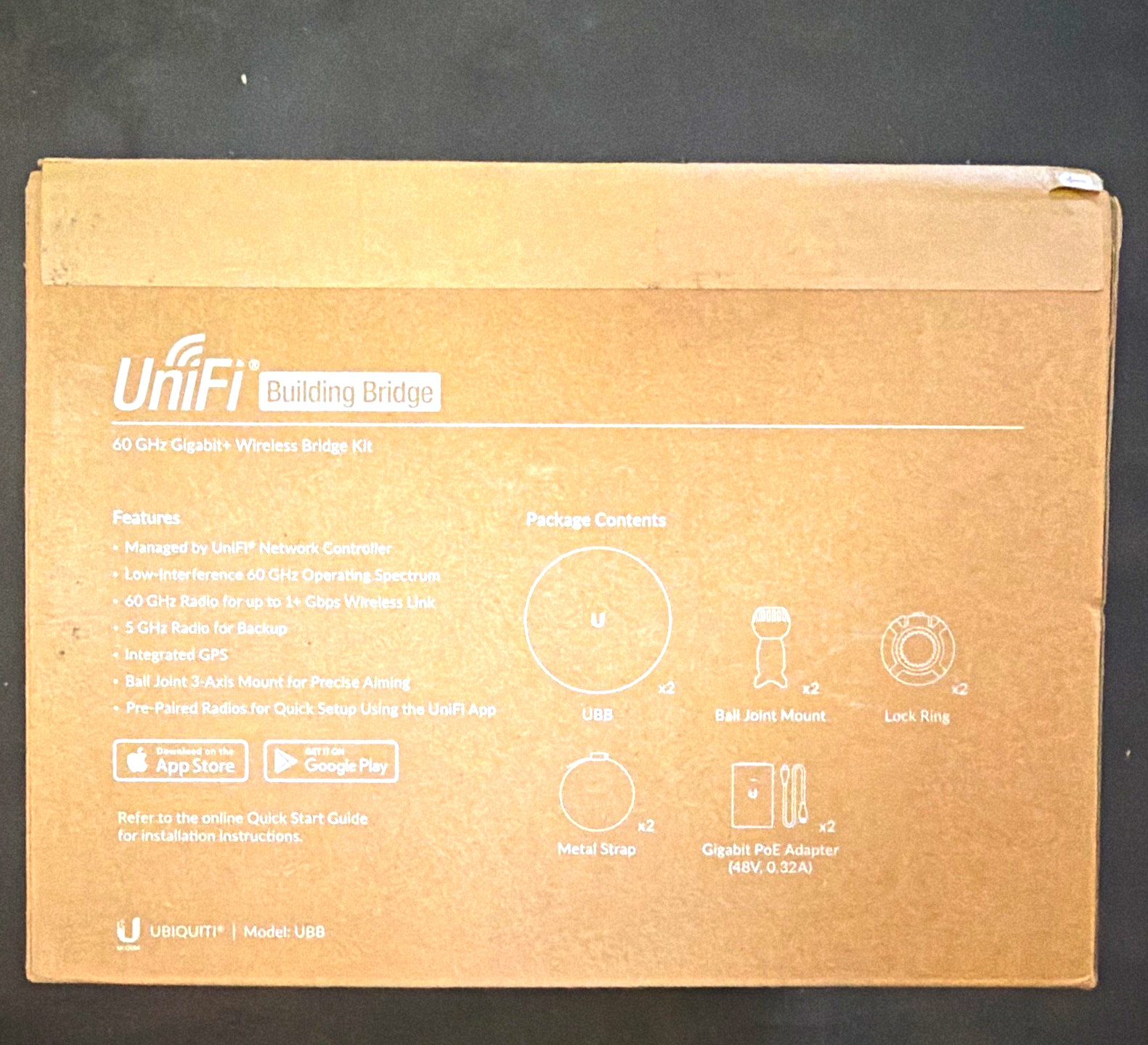 NEW IN BOX UniFi Building Bridge 60GHz Gigabit Wireless Bridge Kit 2-Pack UBB-US