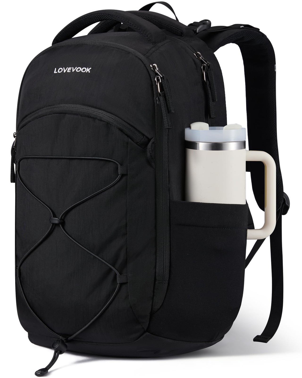 LOVEVOOK Everyday Laptop Backpack for Women & Men With Giant 15.6 Inch, Black