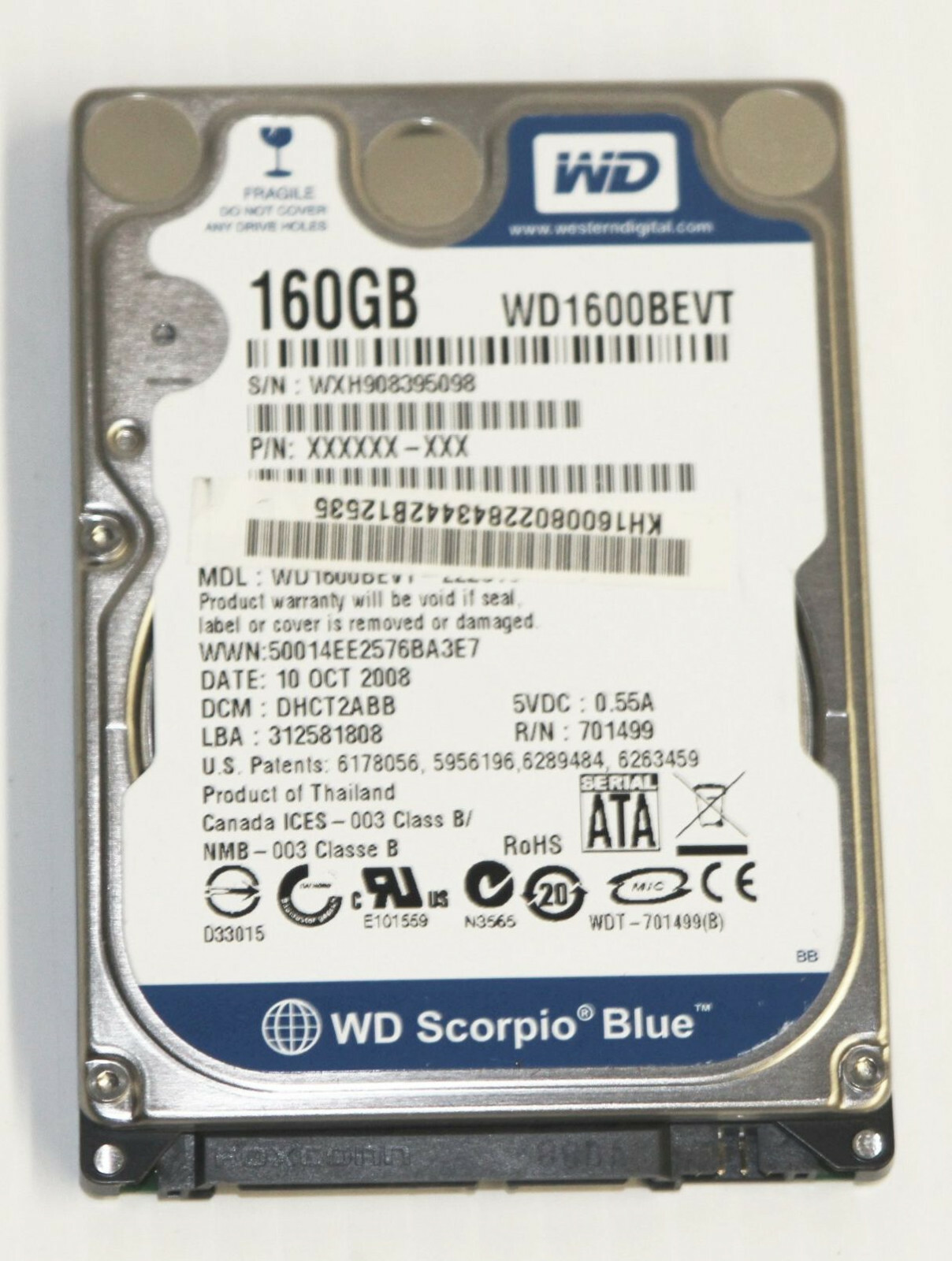 Genuine OEM 160GB Hard Drive WD1600BEVT - Acer One AOA 150 ZG5 Netbook Laptop