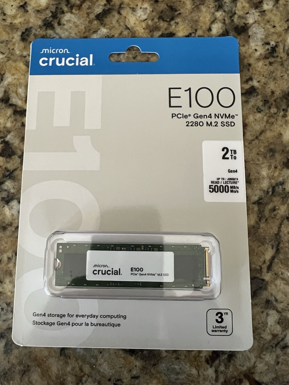 Crucial E100 2TB PCIe Gen4 NVMe M.2 2280 Internal SSD 5000MB/s