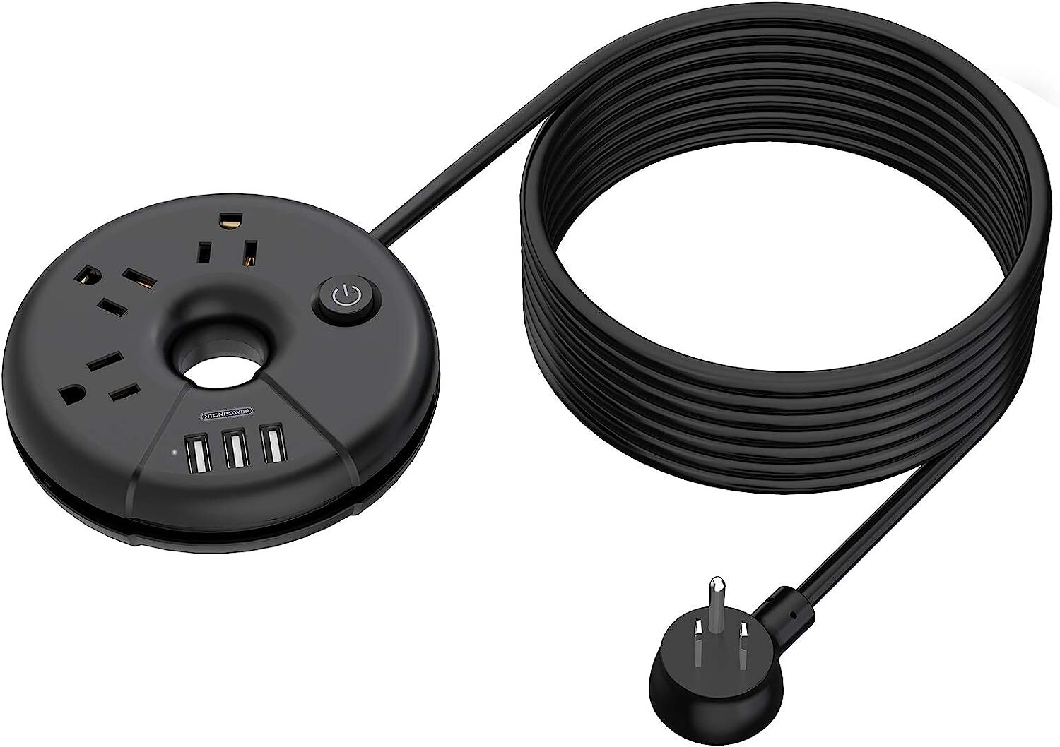 Flat Plug Travel Power Strip 15 Ft Ultra Thin Extension Cord with 3 Outlet 3 USB