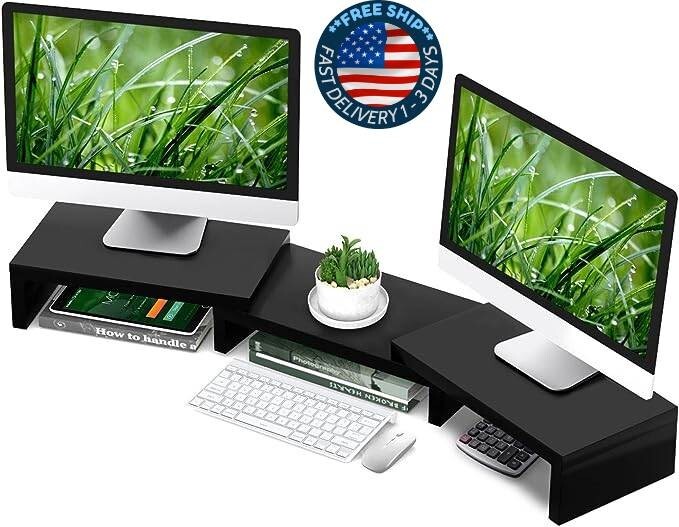 Soporte para monitor doble soporte organizador de escritorio de oficina vertical