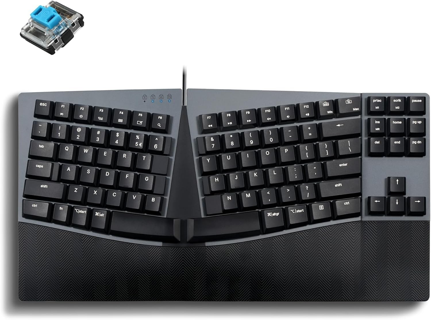 Perixx PERIBOARD-335BL Wired Ergonomic Mechanical Compact Keyboard - Low-Profile