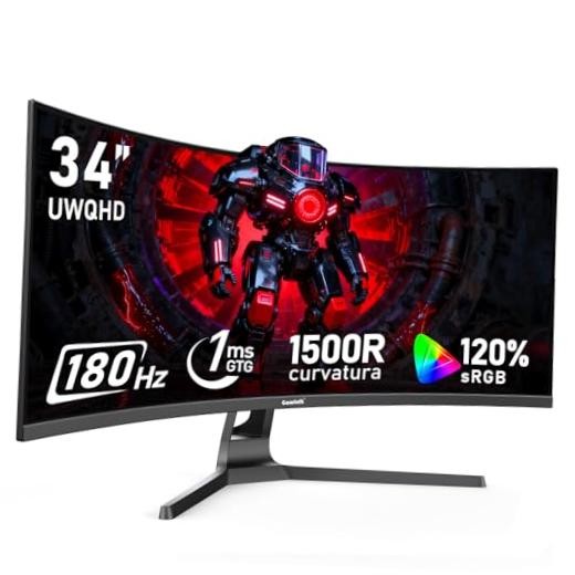 34 Inch Ultrawide Curved 180Hz Gaming Monitor,UWQHD PC 34 inch UWQHD 180Hz