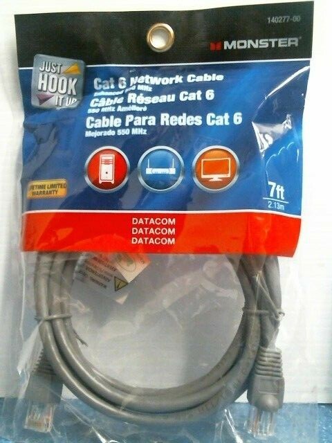 Monster 140277-00, 7' Cat 6 Network Cable,  