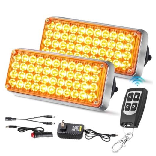 Upgraded Wireless Strobe Lights w/Remote Control for Trucks - Amber
