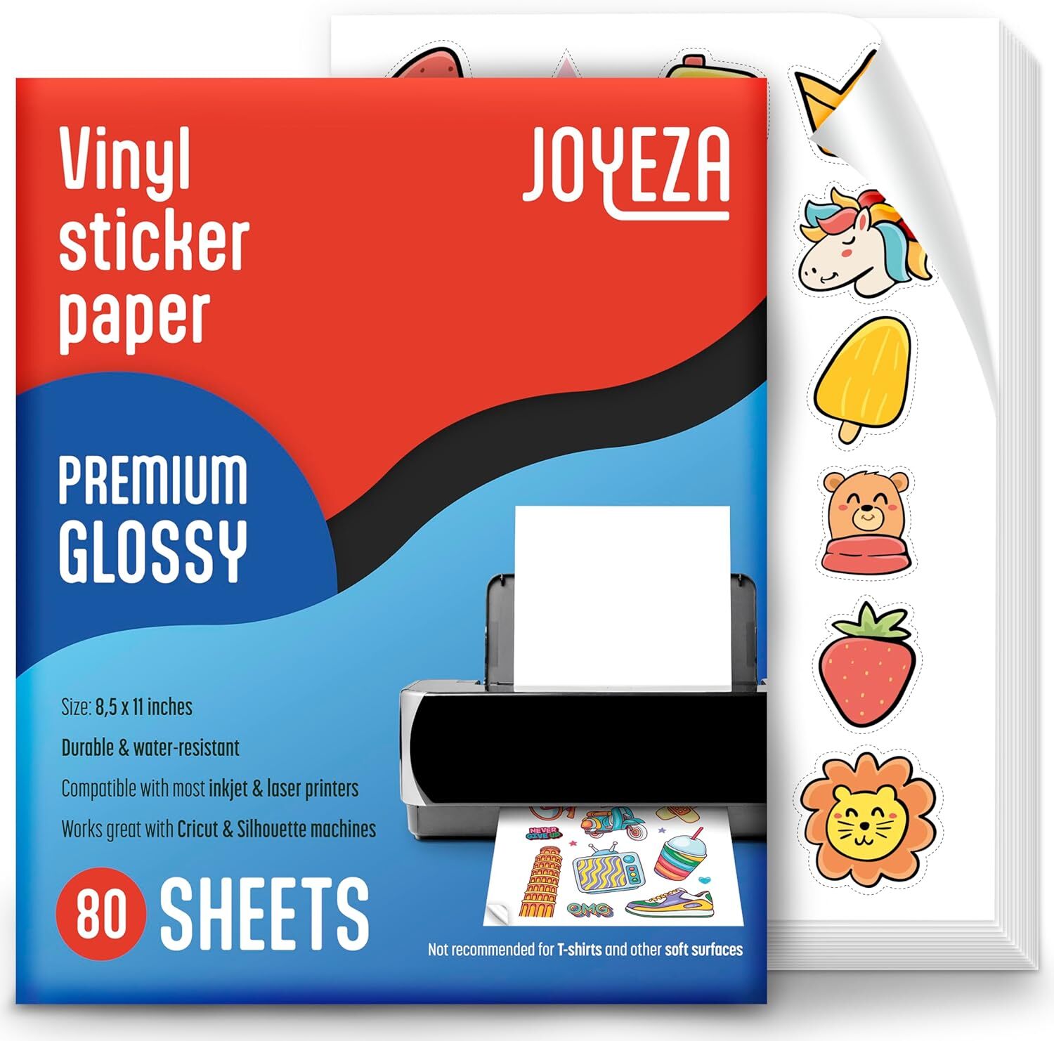JOYEZA Premium Printable Vinyl Stickers for Inkjet Printers