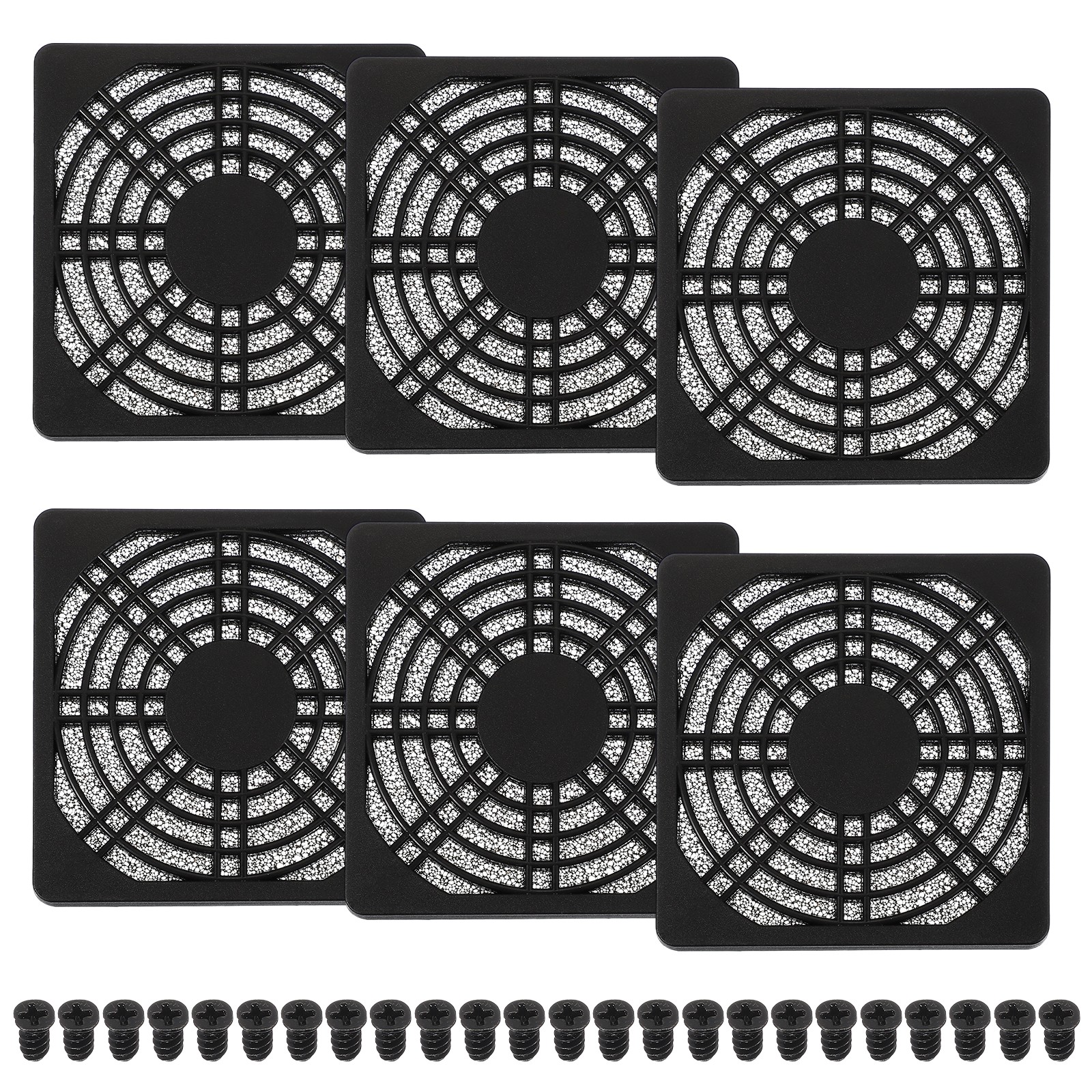 6Pcs 80mm Fan Filter Grill Plastic Ventilation Grill Cover with Screws Black)