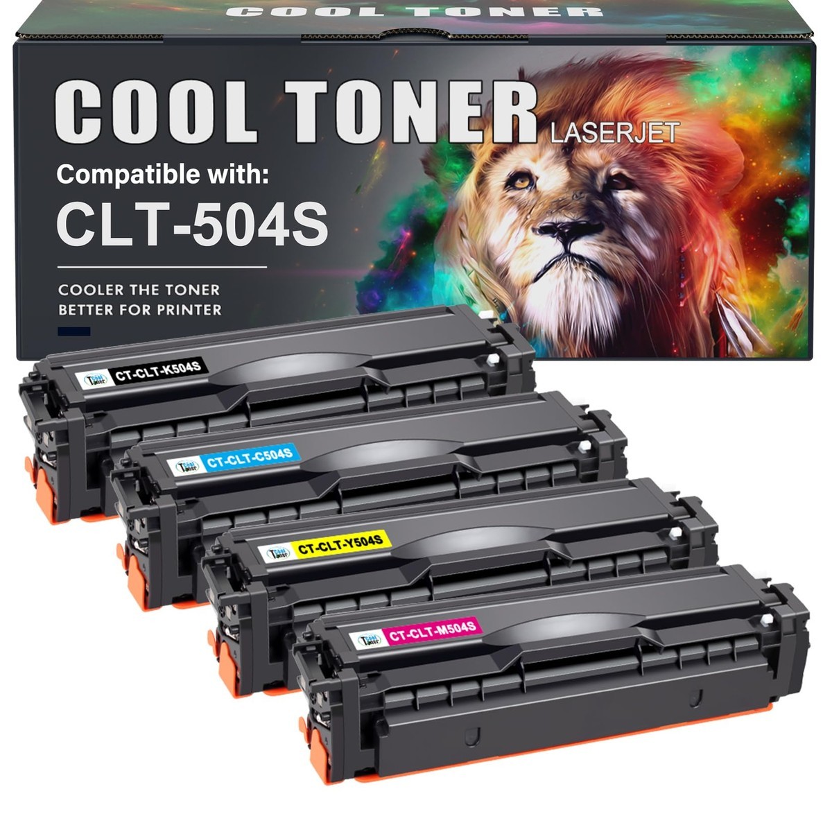CLT-K504S CLT-504S Toner Cartridge for Samsung C1860FW C1810W 4-Pack