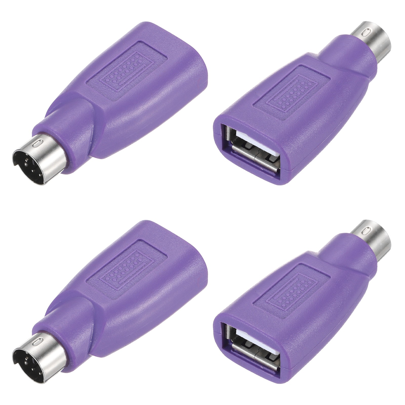 4 Pcs PS/2 to USB Port, PS/2 to USB Adapter PS/2 Female to USB Male, Purple