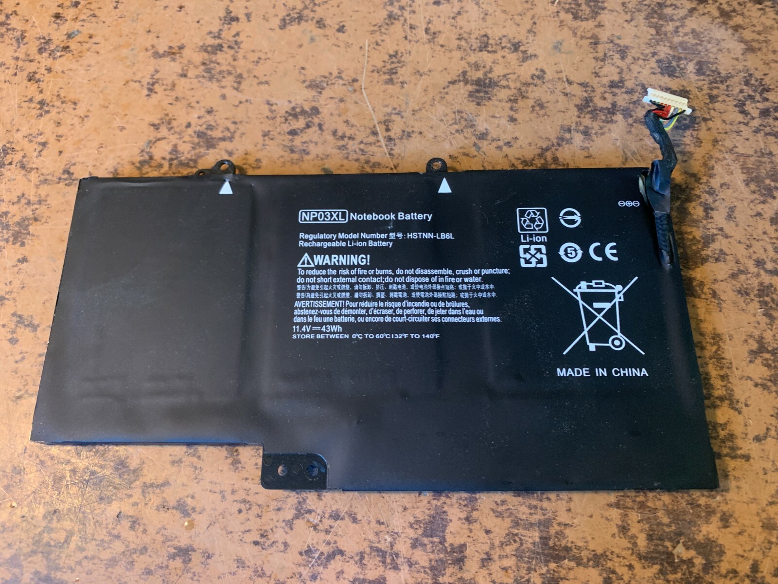 HP Envy x360 15-u111dx 15.6" Battery 11.4V 43Wh 3720mAh NP03XL 761230-005