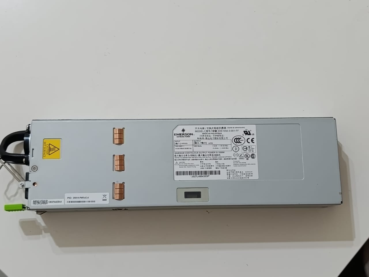 Juniper/Artesyn DS1050-3-001-FF 1000W Power Supply P/N: SRX1K-PWR-AC-A Working