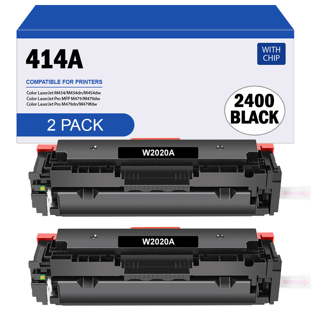 2PK 414A W2020A BLACK Toner With Chip for HP Laserjet Pro M454dw MFP M479fdw