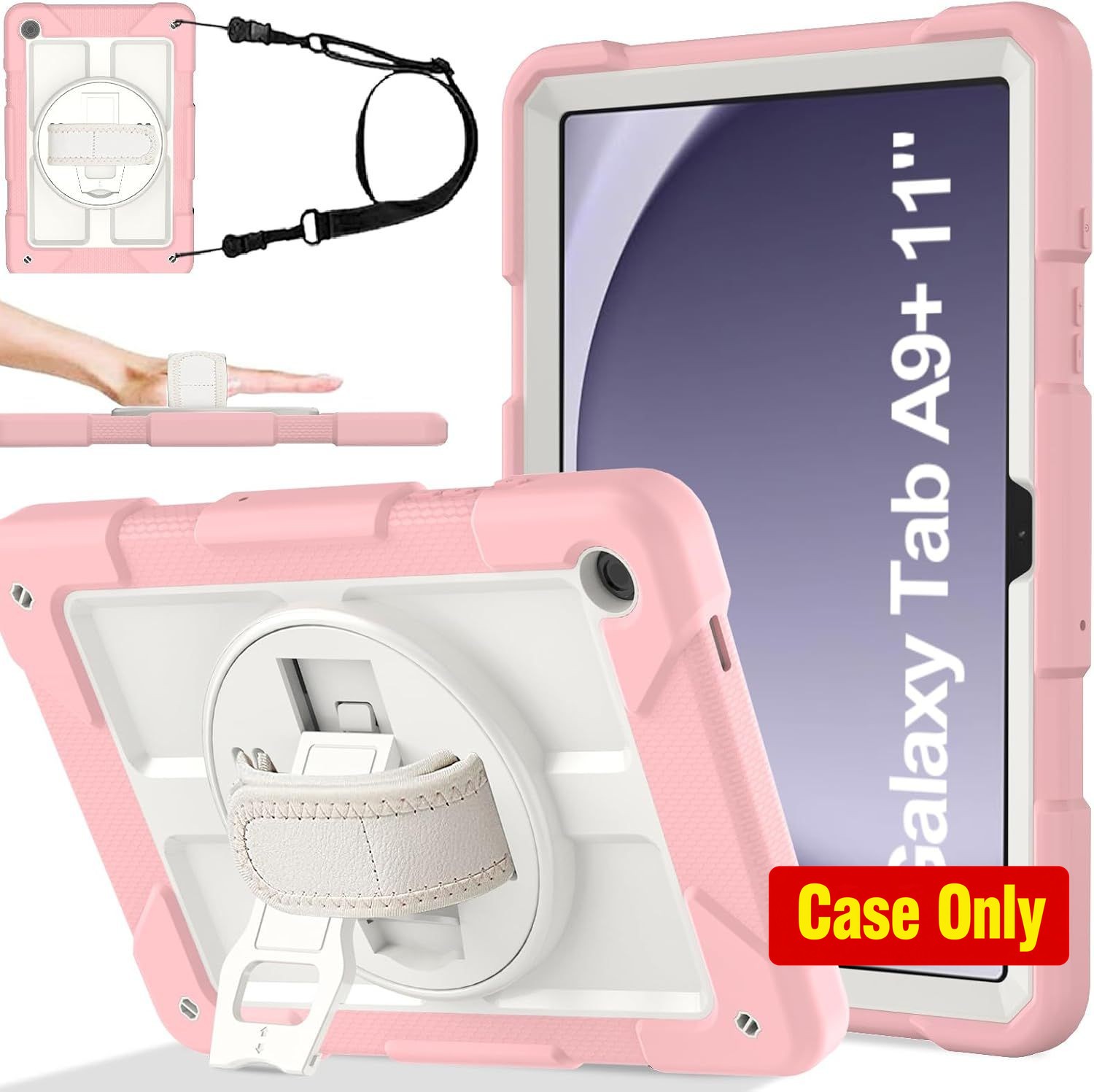 Shockproof Case for Samsung Galaxy Tab A9+/A9 Plus 11" 2023, Pink, with Stand