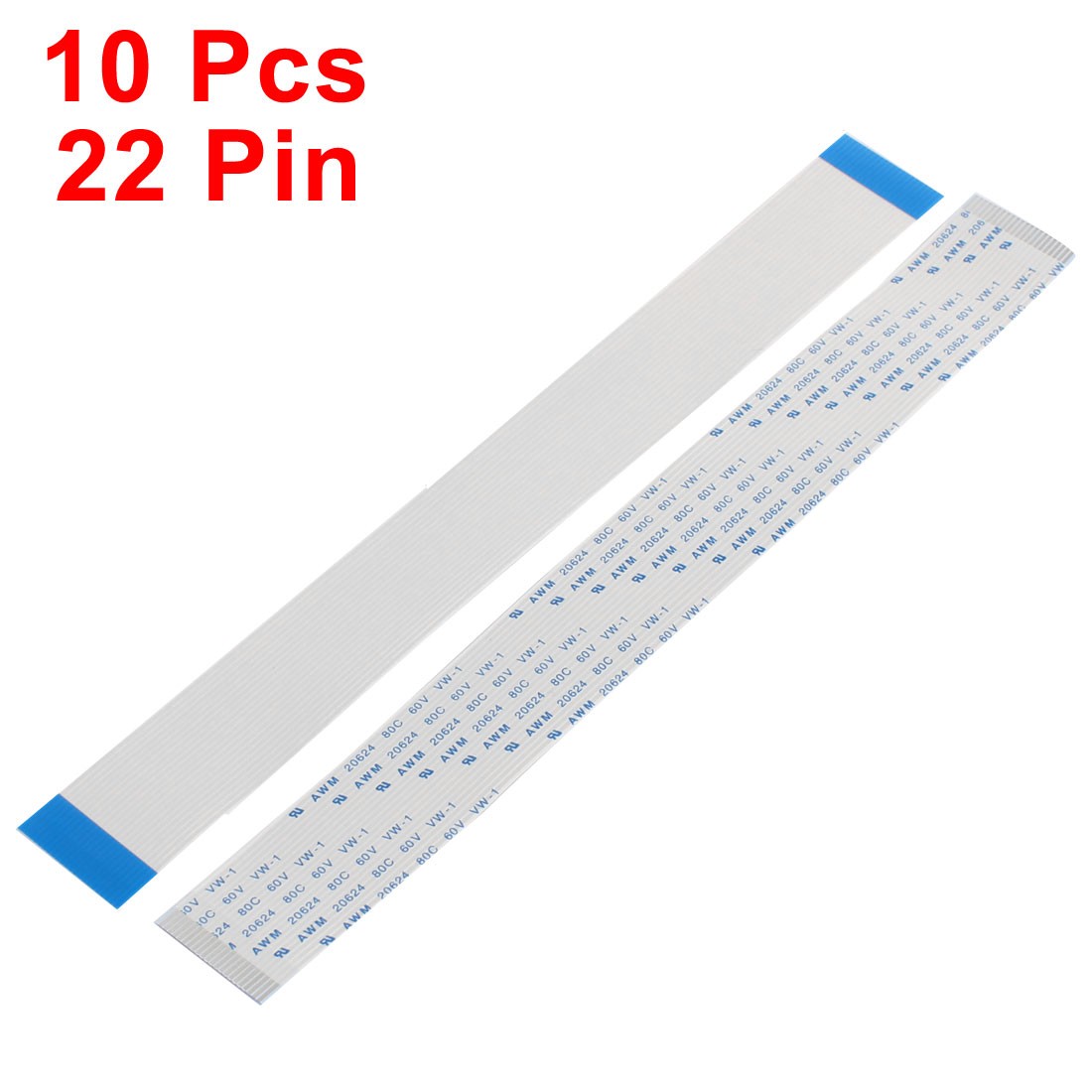 A Type 10Pcs 1.0mm Pitch 22 Pin AWM 20624 80C 60V VW-1 FFC Cable 200mm