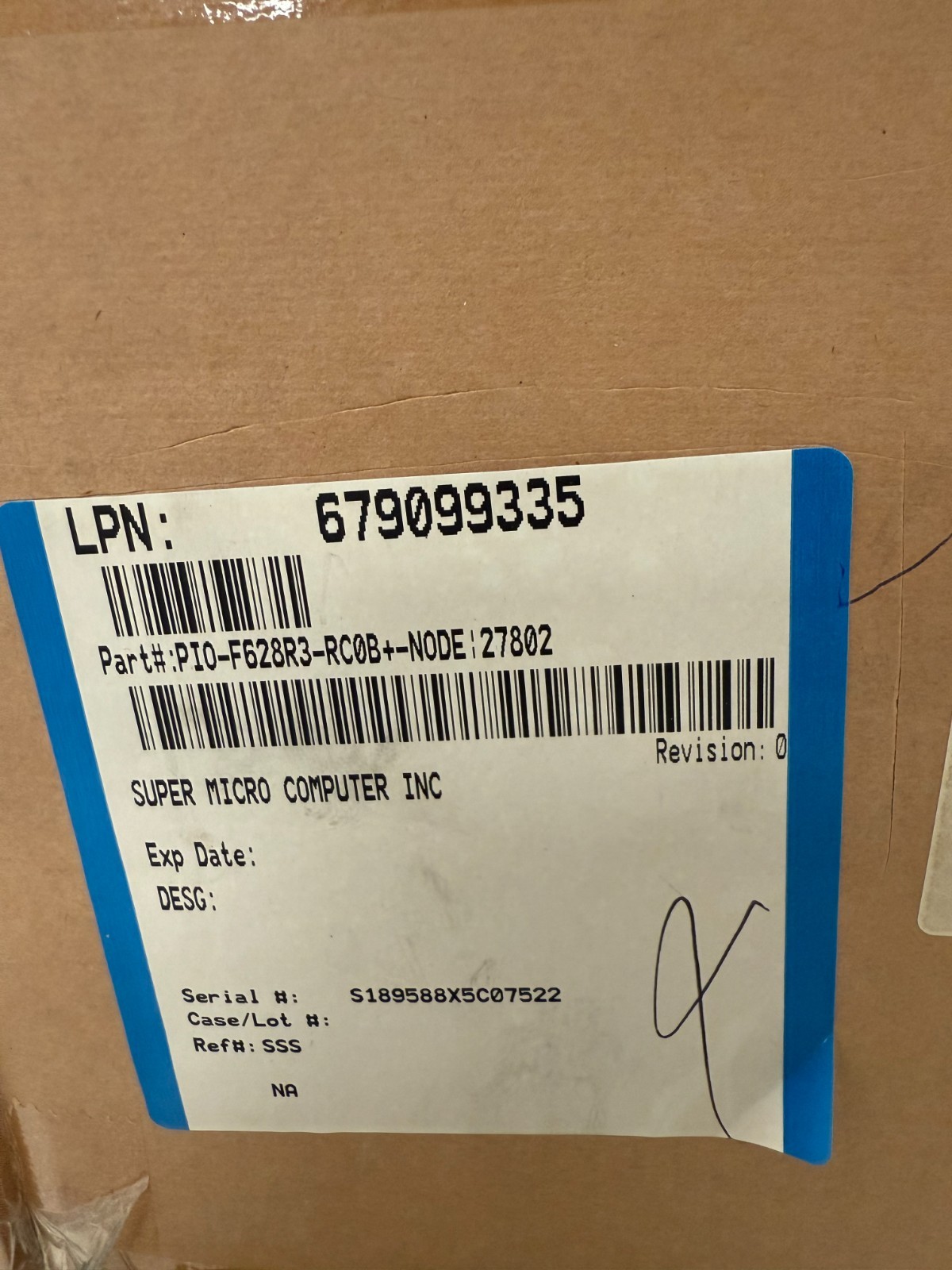 Supermicro Pio-f628r3-rc0B+-node Server NS A