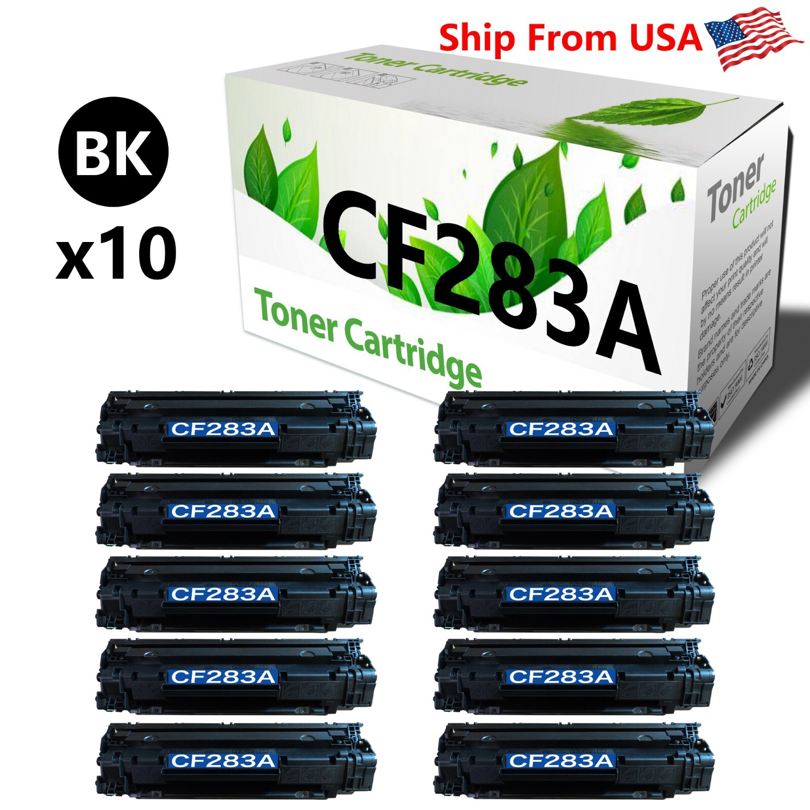 10-Pack CF283A Toner Cartridge 283A 83A work for Pro MFP 127fw M225dn Printer