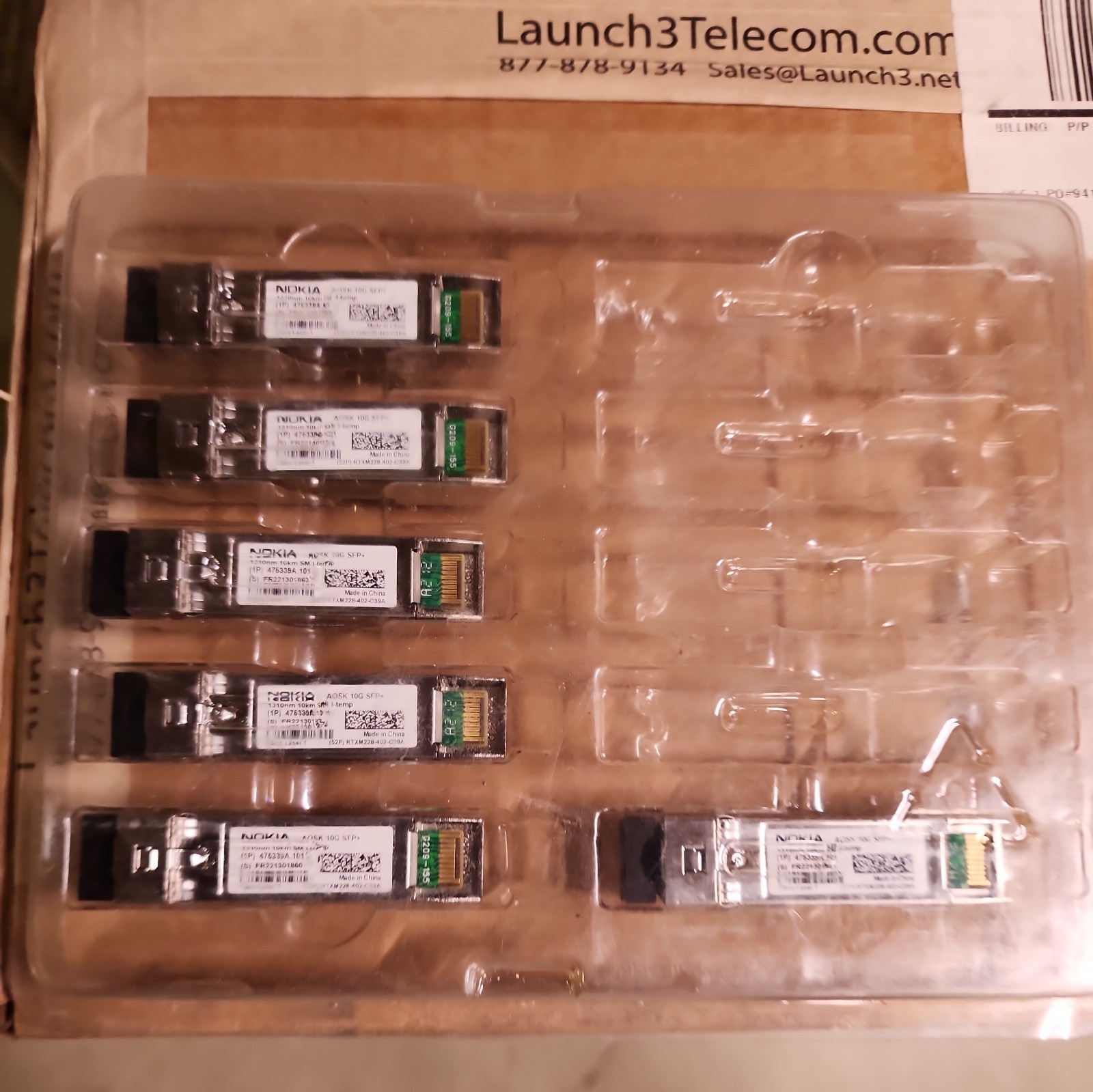 NOKIA 475339A.101 AOSK 10G SFP+ 1310nm 10km SM I-temp (52P ) RTXM228-402