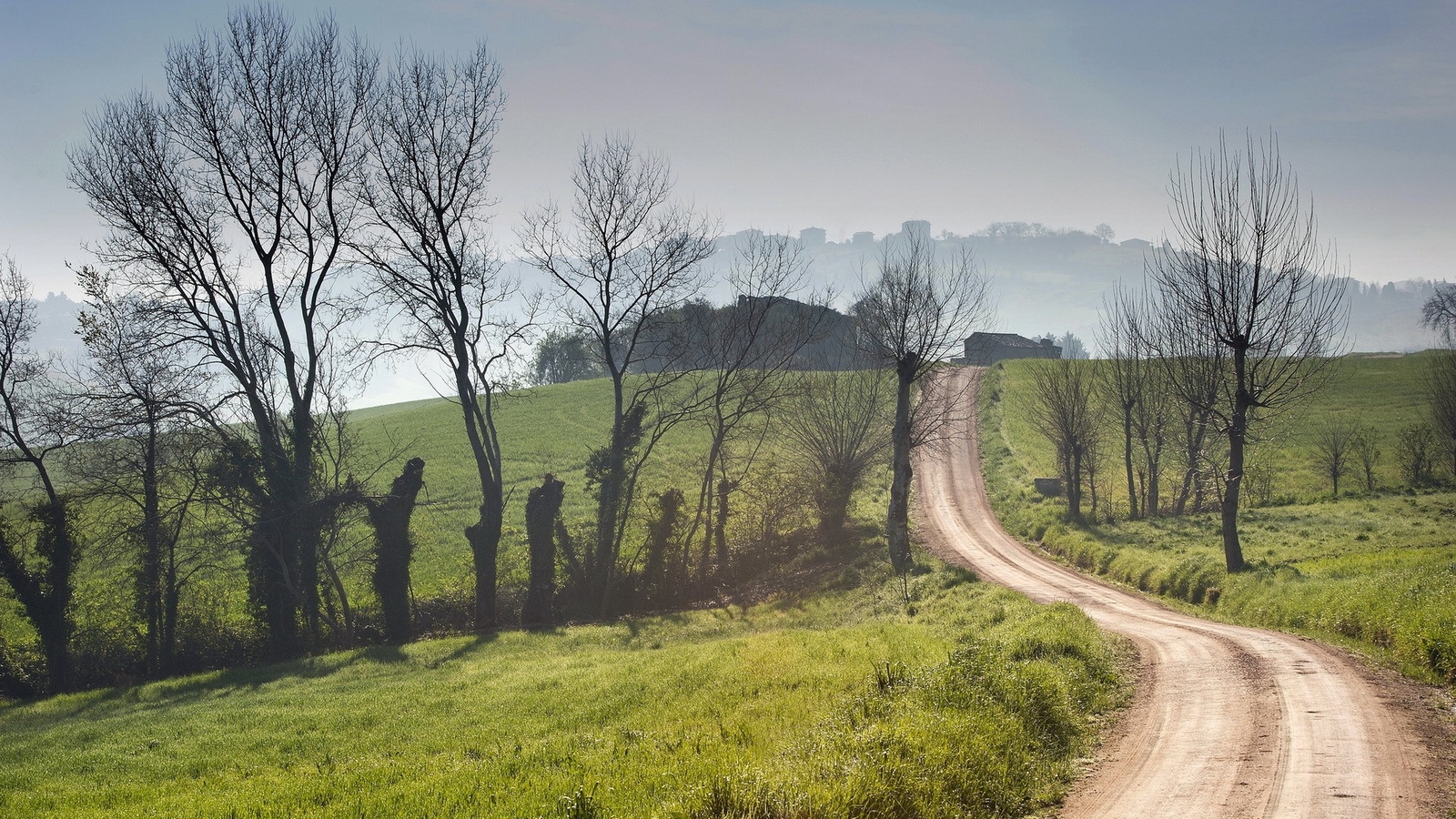 Landscape nature dirt road hills trees spring Custom Gaming Mat Desk