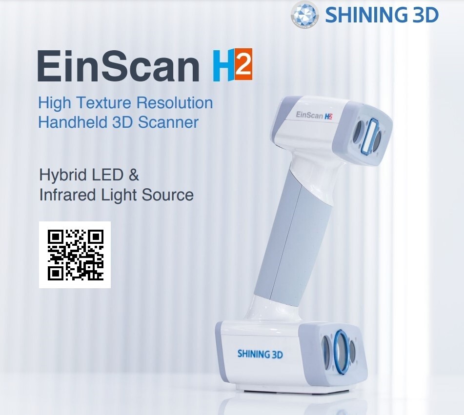 EinScan H2 Hybrid LED Infrared Light Handheld Color 3D Scanner + Carrying Case