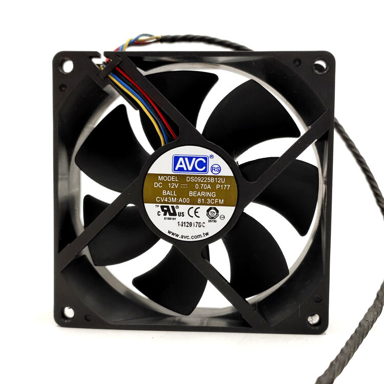 DS09225B12U 12V 0.56A 9CM 9025 4 wire dual ball bearing PWM fan thermostat