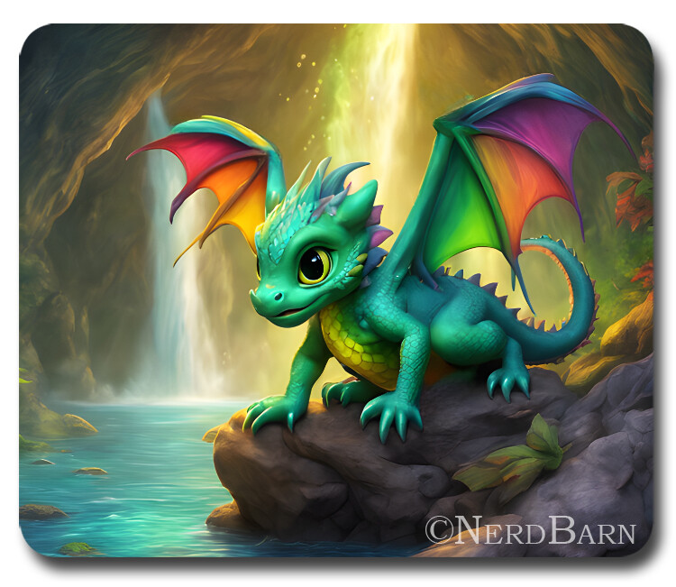 CUTE BABY DRAGON - Mousepad / Mouse Pad - Rainbow Fantasy Art Boy Girl Kids GIFT