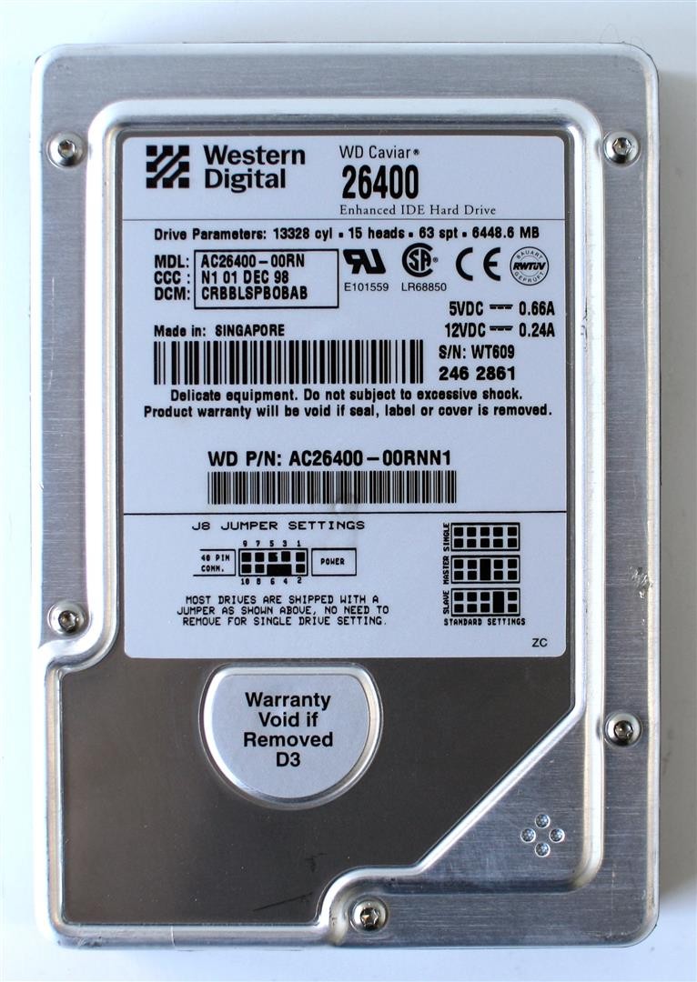 6.4gb wd caviar ac26400-00rn p/n: ac26400-00rnn1