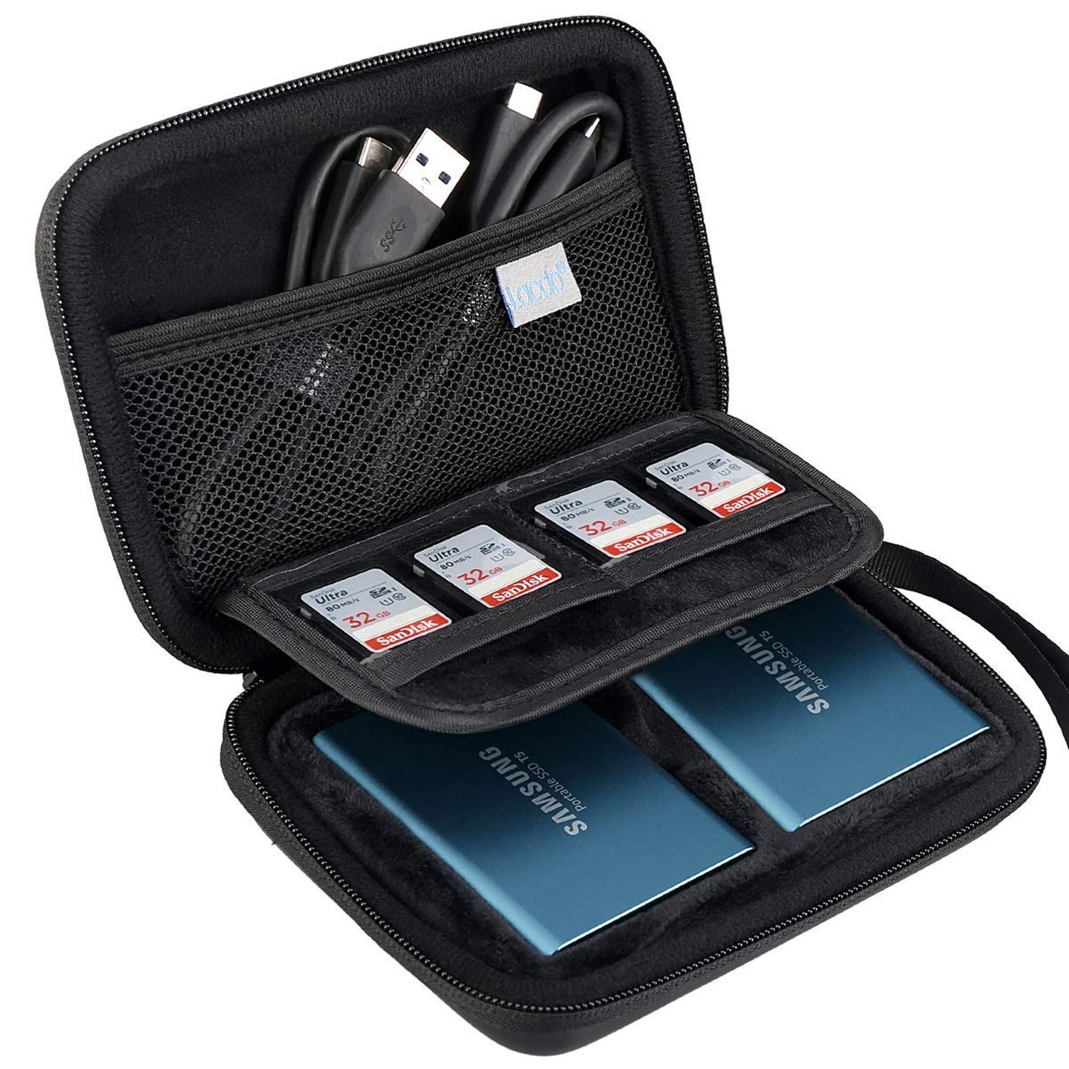 Lacdo Samsung T5 Case, 2-in-1 Hard Travel Case for Samsung T5 T3 Portable SSD...