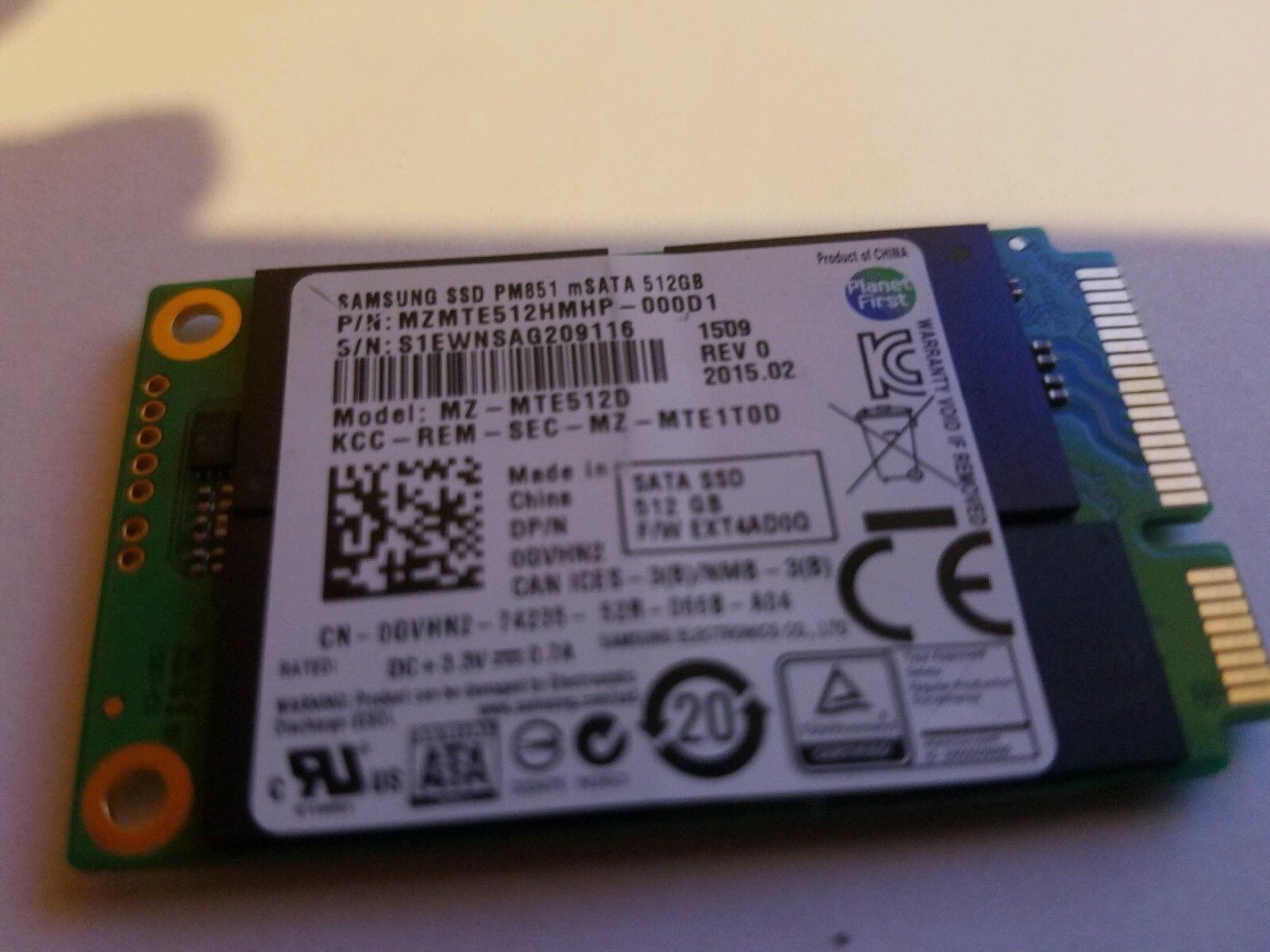 Samsung PM851 msata 512gb ssd solid state drive MZ-MTE512D MZMTE512HMHP SSD