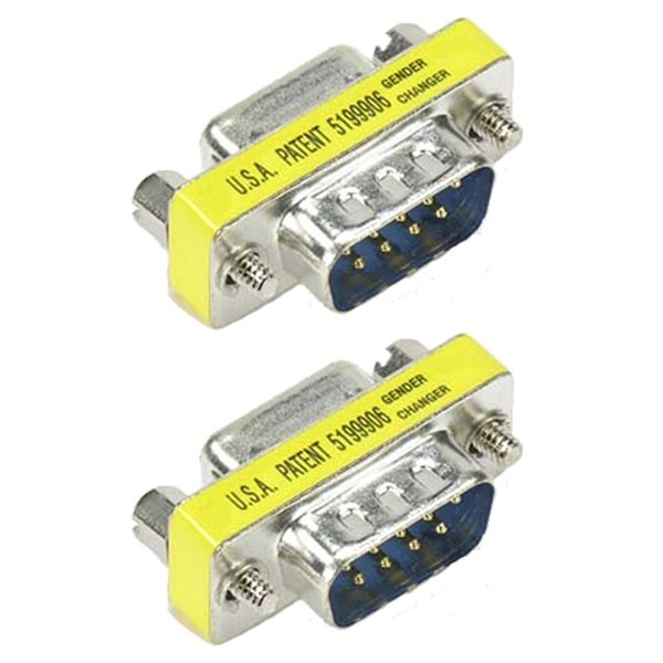 2x DB9 D-SUB 9 Pin RS232 Serial Male to Female Port Saver Adapter Connector Gold