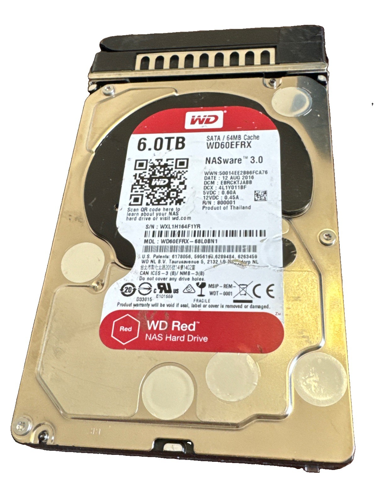 Western Digital Red WD60EFRX-68MYMN1 6 TB,Internal,5400 RPM,3.5" 100% Health
