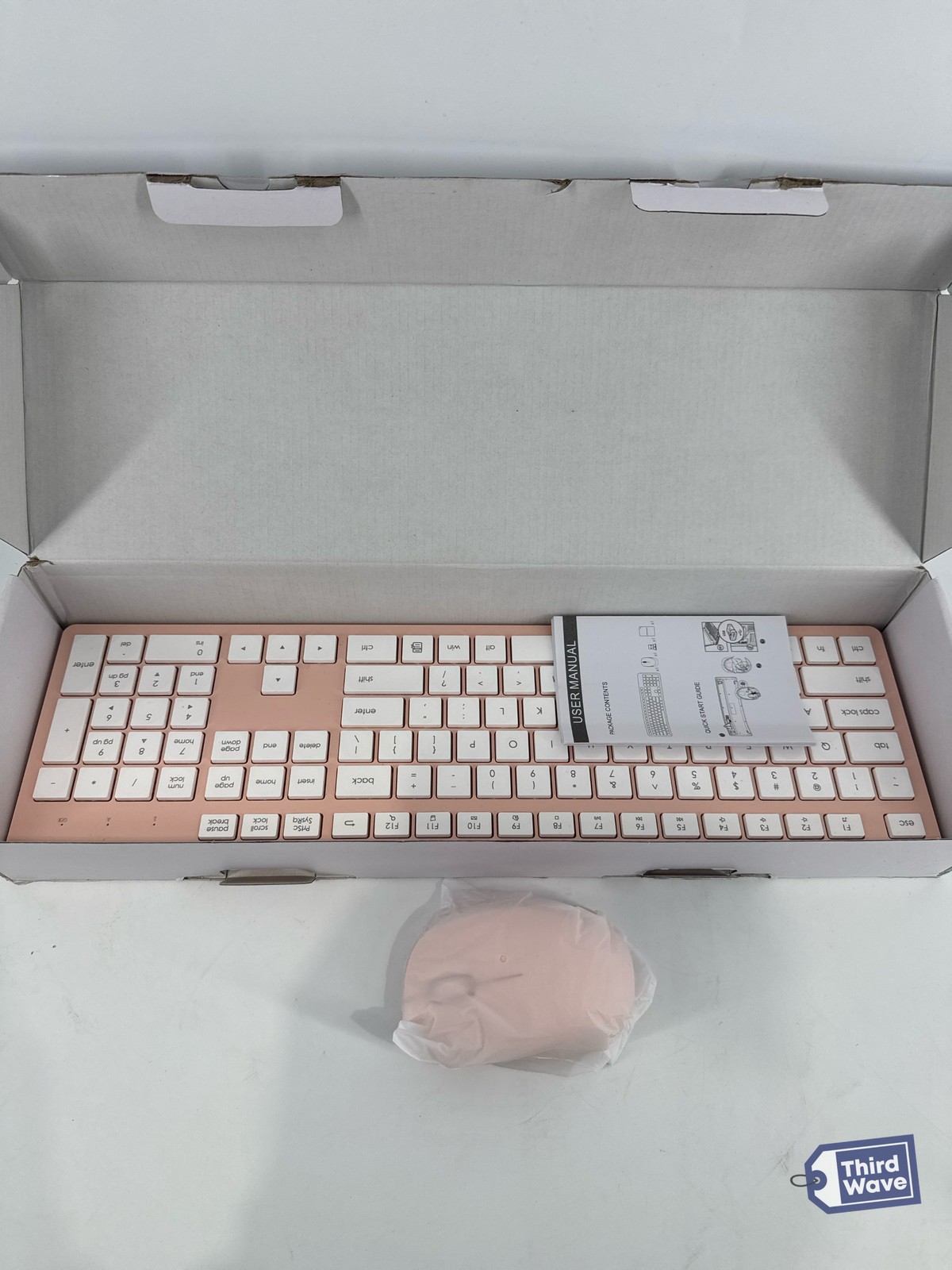 Wireless Keyboard and Mouse Combo Full-Sized Ergonomic Pink
