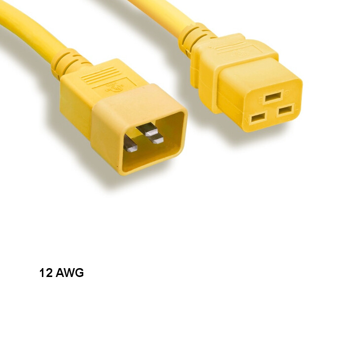 LOT 10pcs Yellow 10ft 12AWG Color PowerCable IEC60320 C19 to IEC320 C20 20A/250V