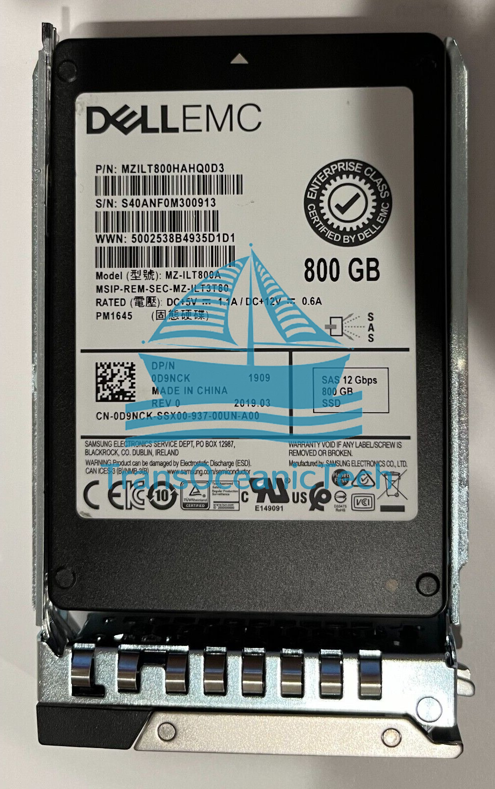D9NCK DELL 800GB SAS 2.5" 12Gb/s SSD SAMSUNG MIXED USE PM1645 MZ-ILT800A R640