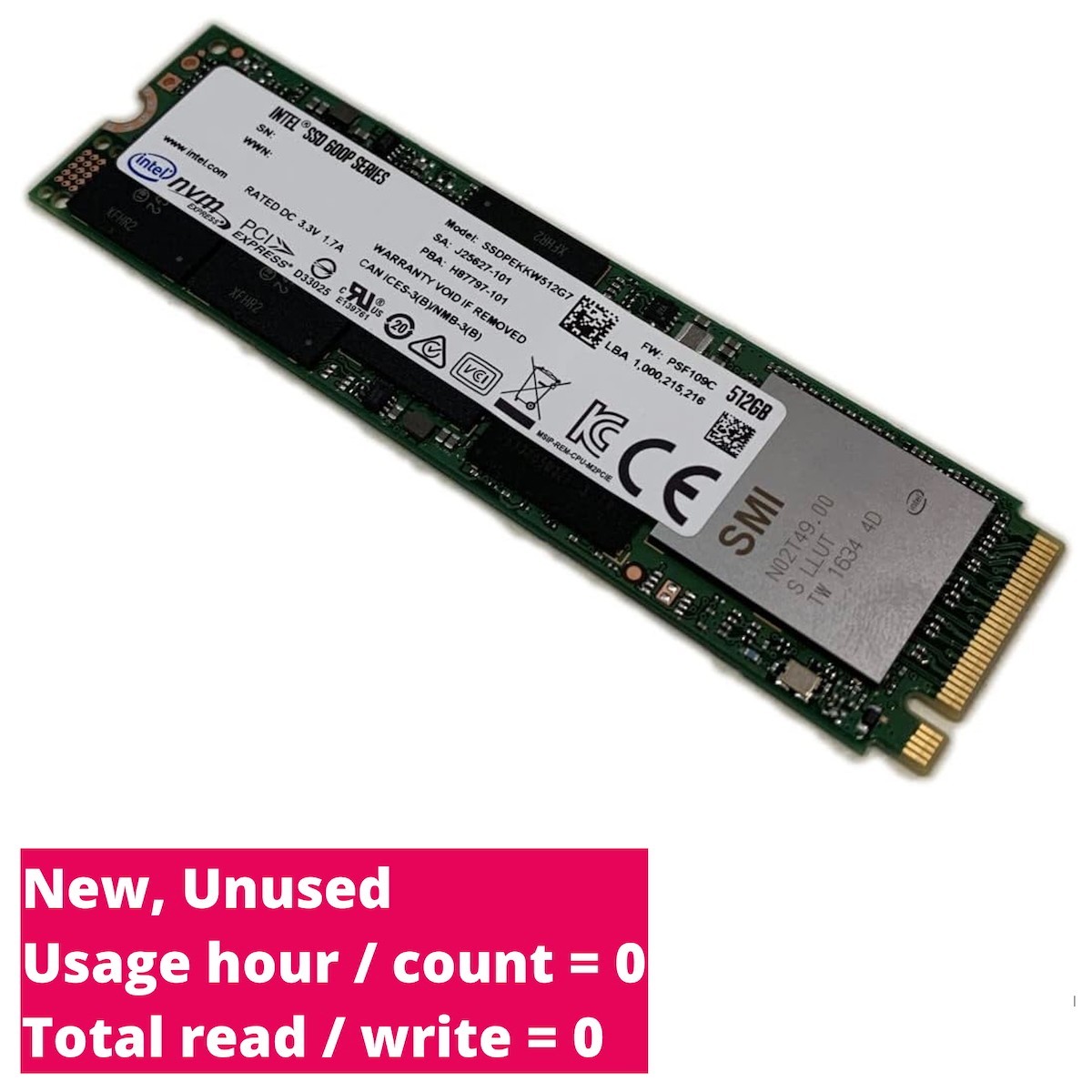 Intel SSD 512GB 600P M.2 2280 80mm PCIe 3.0 NVMe SSDPEKKW512G7X1 SSDPEKKW512G7 ✅