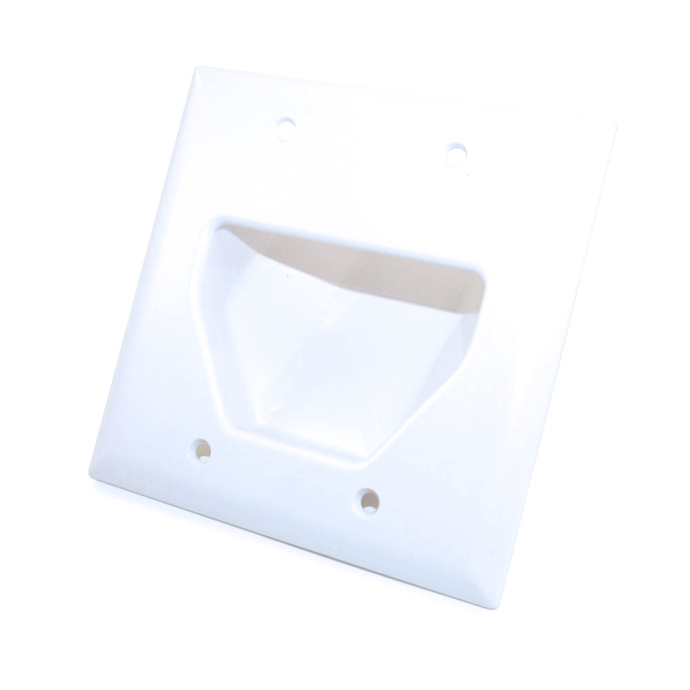 White Pass-Thru Type DataComm Wall Plate Cover - 1 Year Warranty, 0.33 lbs