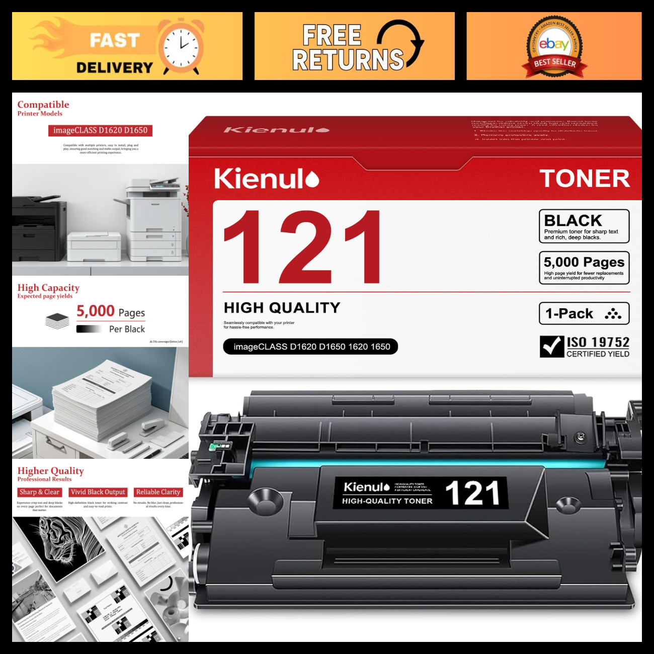 High Yield Black Toner Cartridge 121 - Compatible Replacement for Canon Printers