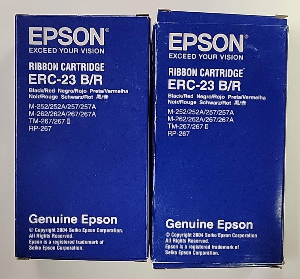2 NIB Epson ERC-23 B/R Black Red Ribbon Cartridge