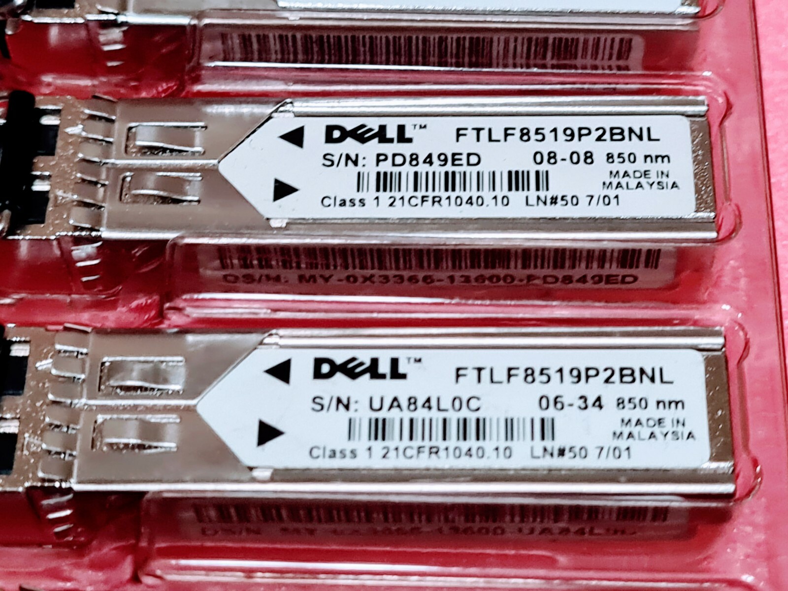 1xGenuine 0X3366 Dell 1/2Gbps 1000Base-SX Multi-Mode 500m 850nm LC FTRJ8519P2BNL