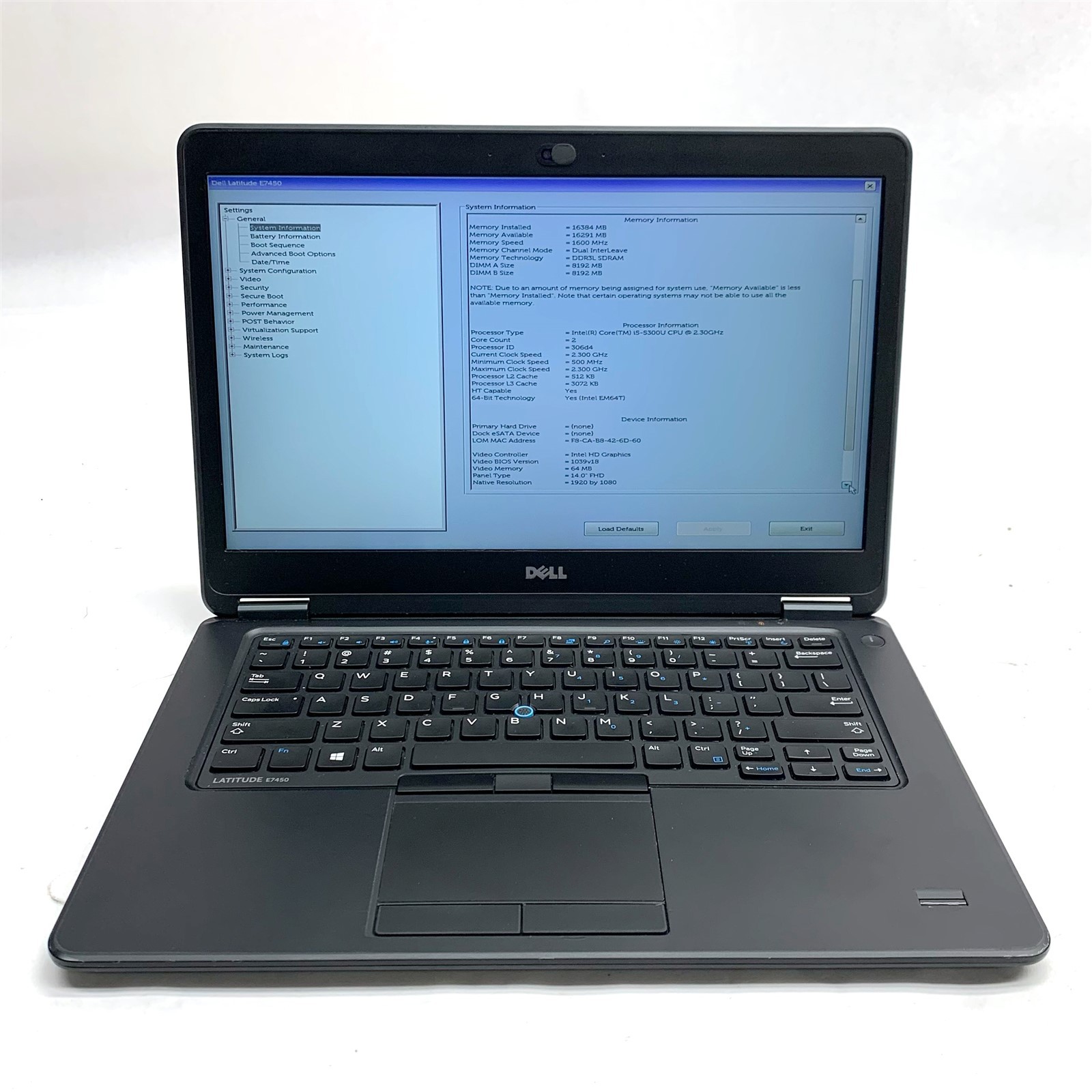 Dell Latitude E7450 14" FHD Laptop Intel i5-5300U 2.30GHz 16GB DDR3 No SSD AC