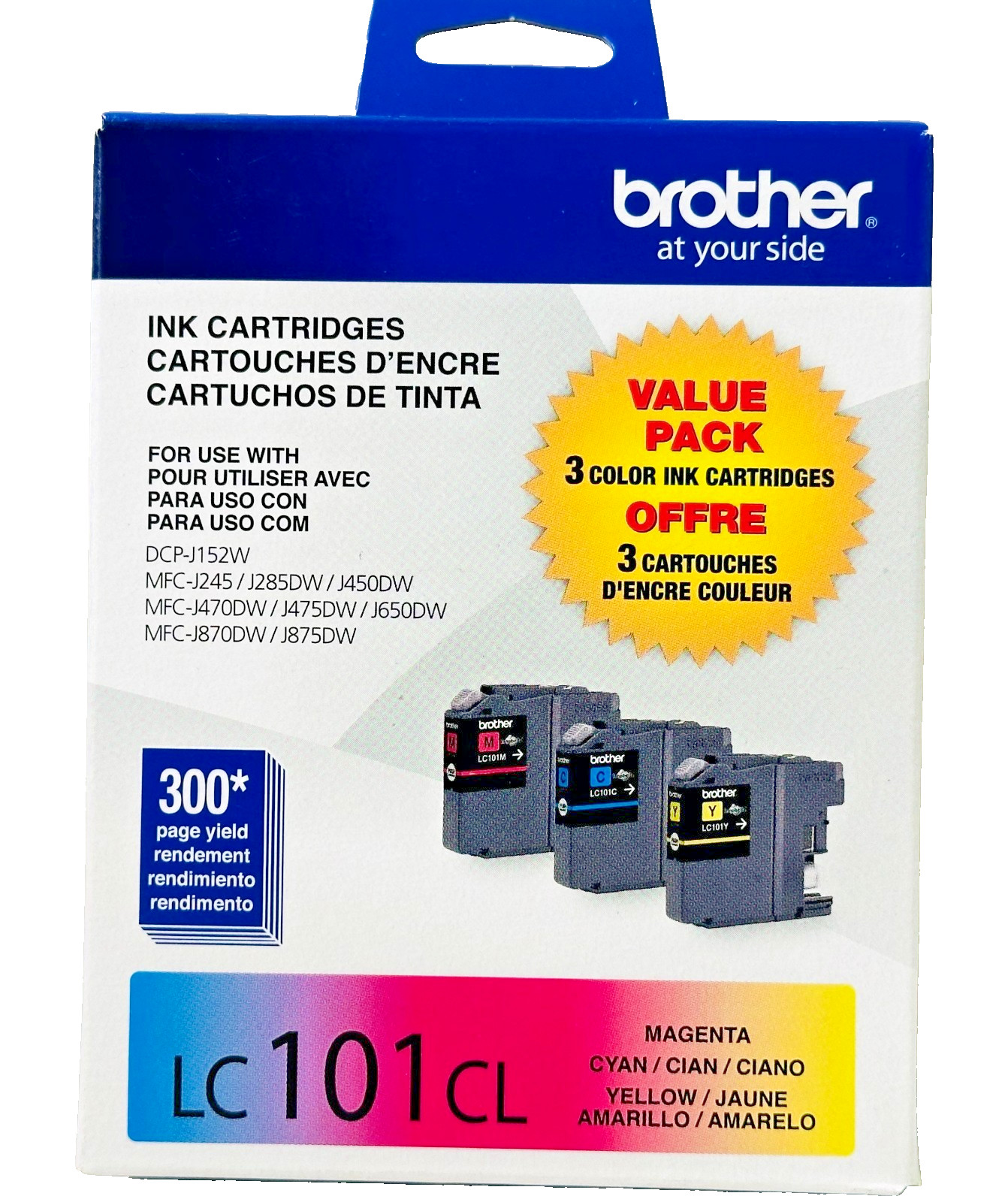 New Genuine Brother LC101 Color 3PK Ink Cartridge In Retail Box In Date