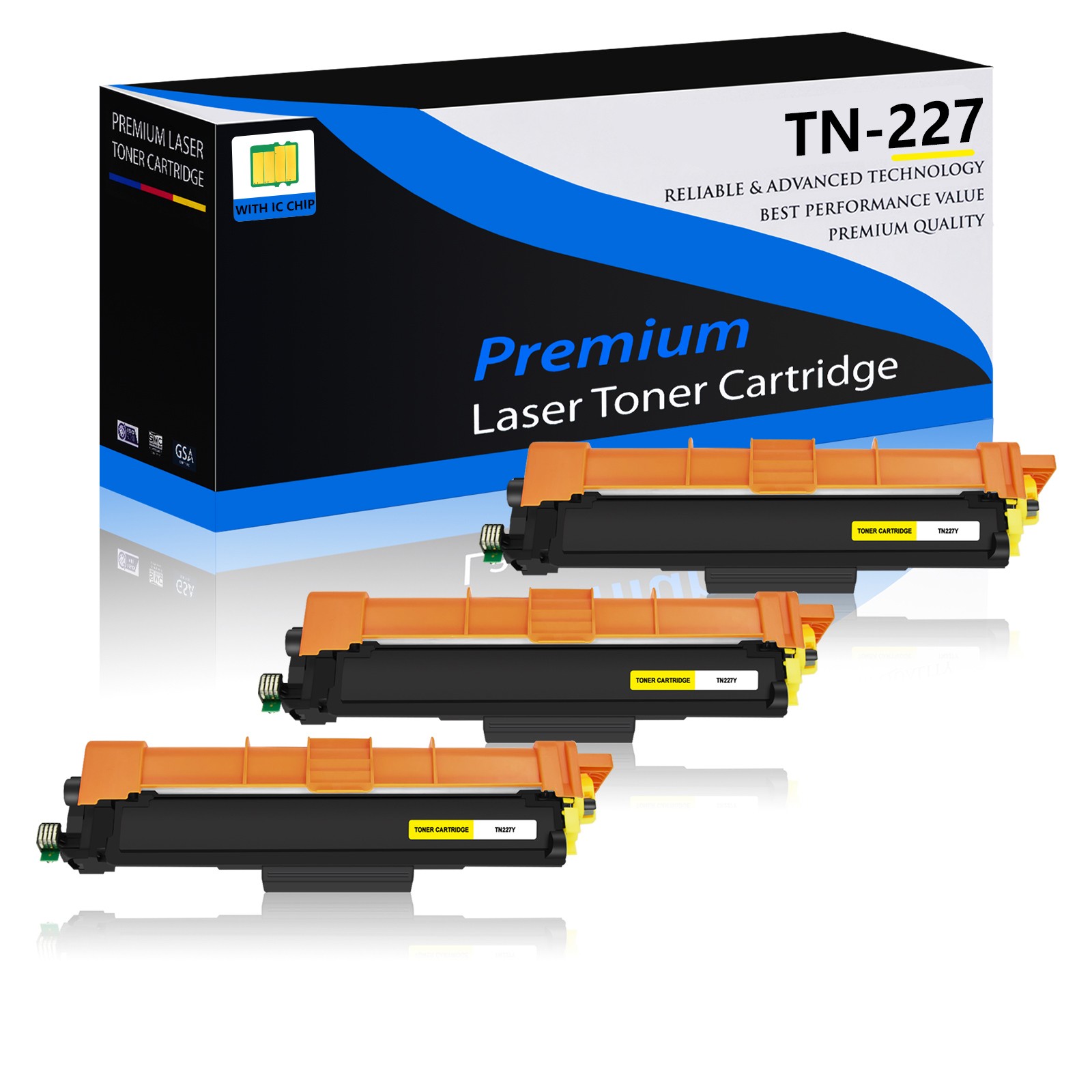 3PK TN227 Yellow Toner Cartridge For Brother MFC-L3710CW MFC-L3750CDW L3770CDW