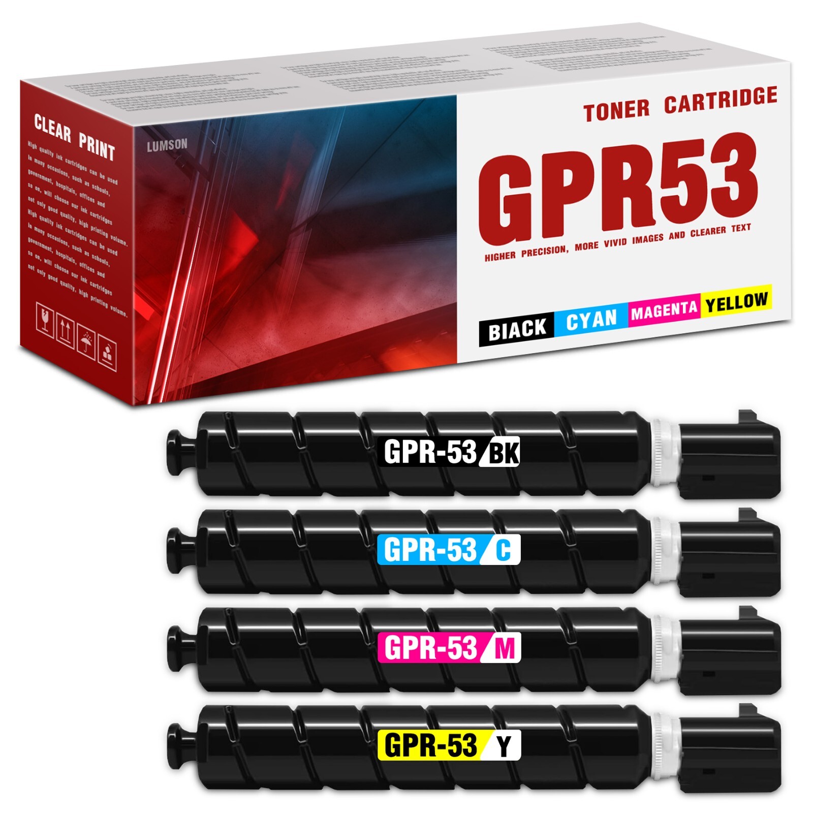 4PK GPR-53 Toner Replacement for Canon GPR53BK GPR-53C GPR-53M GPR-53Y C3530
