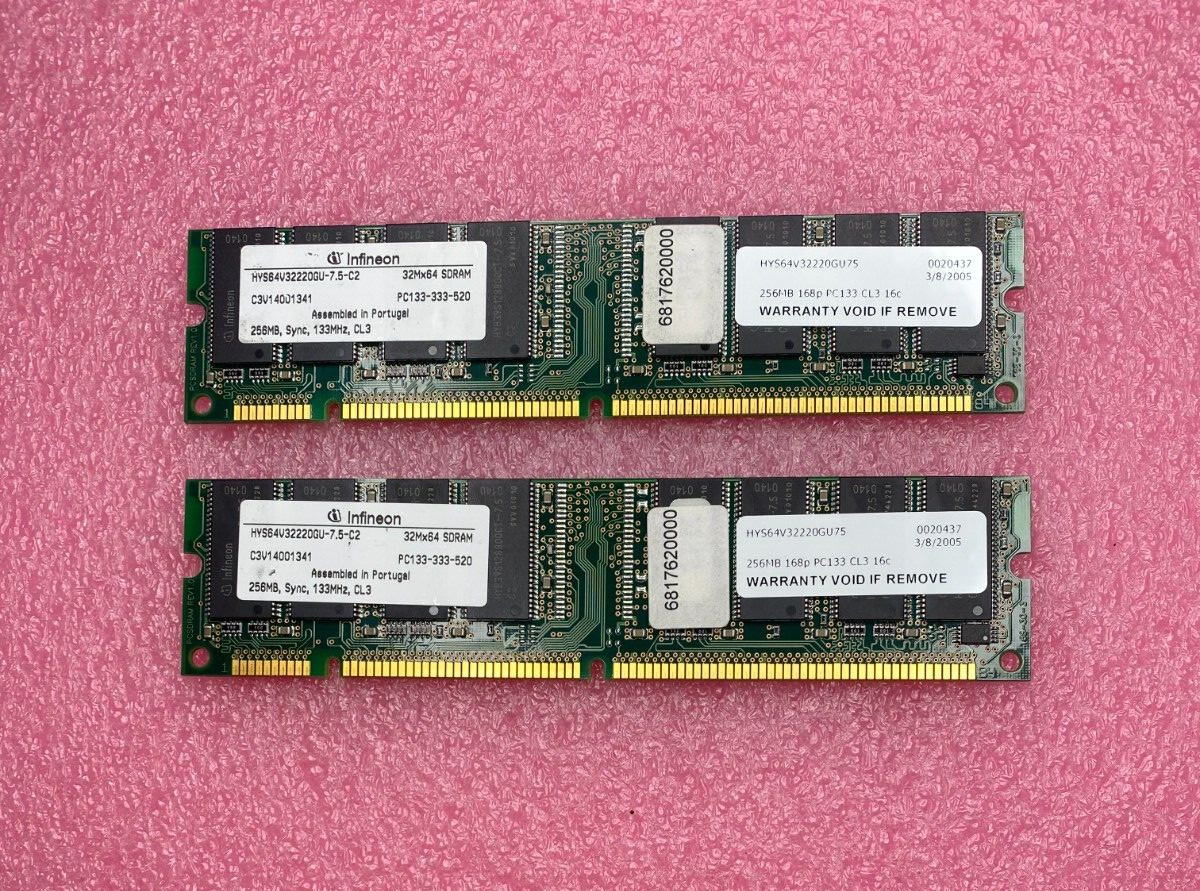 Vintage 512MB(2X256MB) PC133-333 Non-ECC 168Pin Desktop SDRAM HYS64V32220GU-7.5
