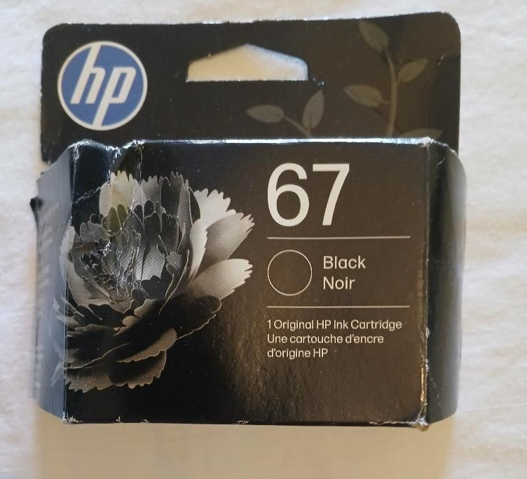 7/2027 New Sealed Genuine HP 67 Black Ink Cartridge in Retail Box 