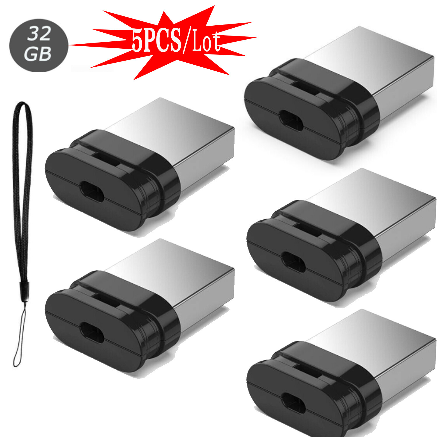 5x Mini 32GB USB Flash Drive File Data Thumb U Disk Memory Stick Pen For Laptop